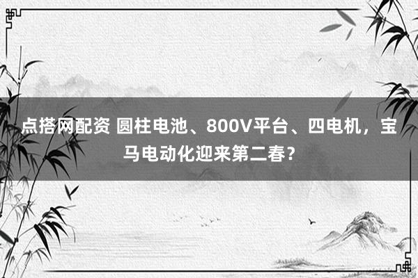 点搭网配资 圆柱电池、800V平台、四电机，宝马电动化迎来第二春？