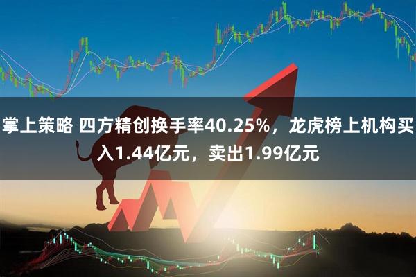 掌上策略 四方精创换手率40.25%，龙虎榜上机构买入1.44亿元，卖出1.99亿元